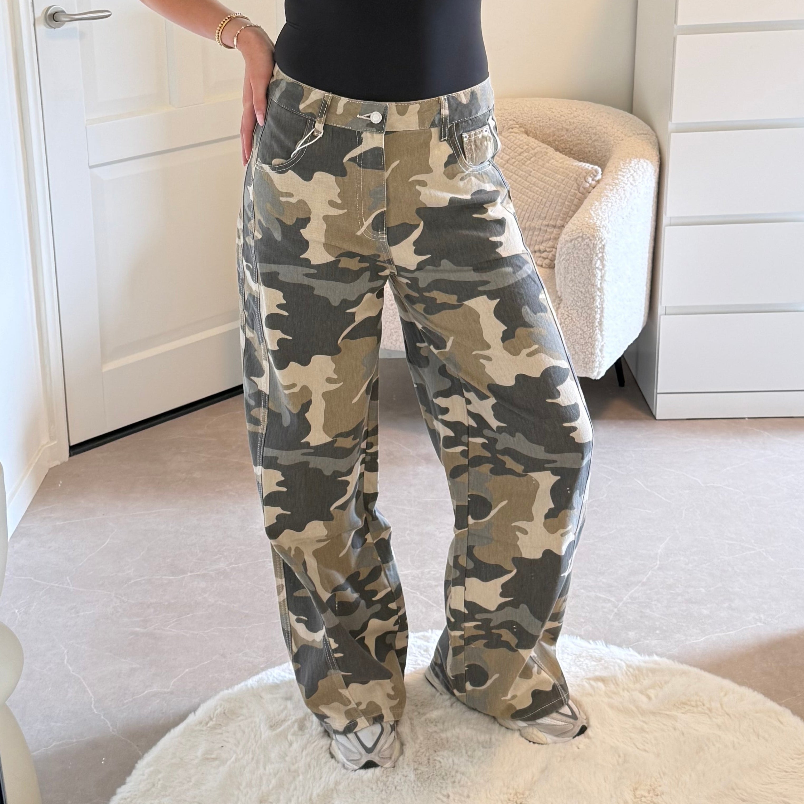 Camo Wide Leg Jeans Bodin