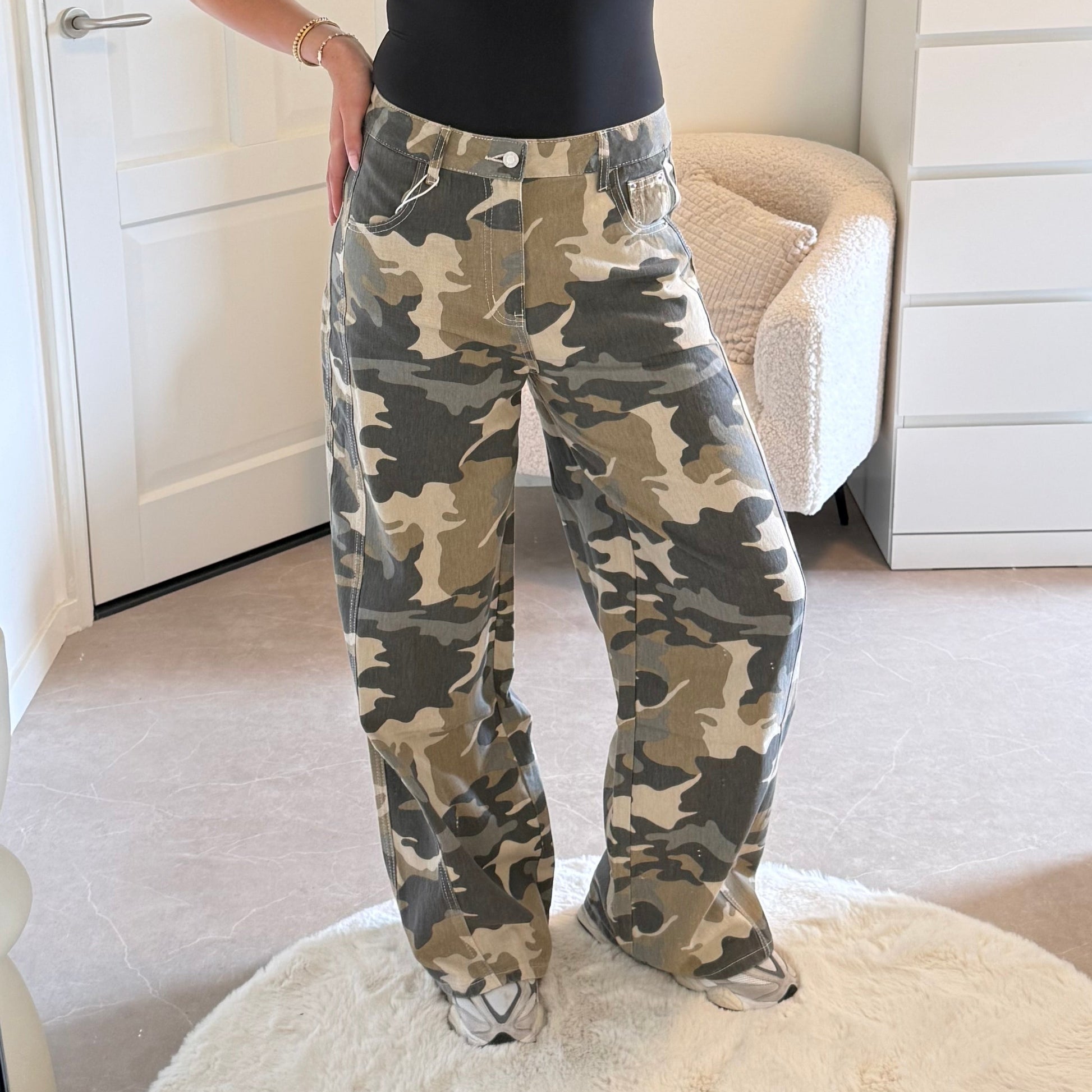 Camo Wide Leg Jeans Bodin